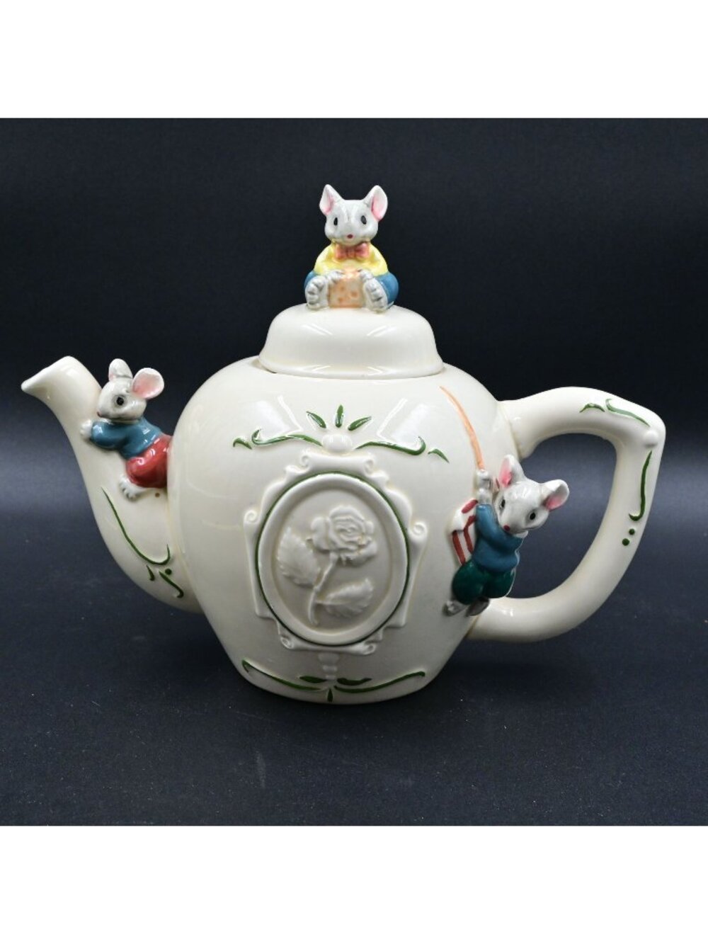 Merry Mousetales Ceramic Teapot Midwest Importers of Cannon Falls Mice Vintage - Picture 1 of 7